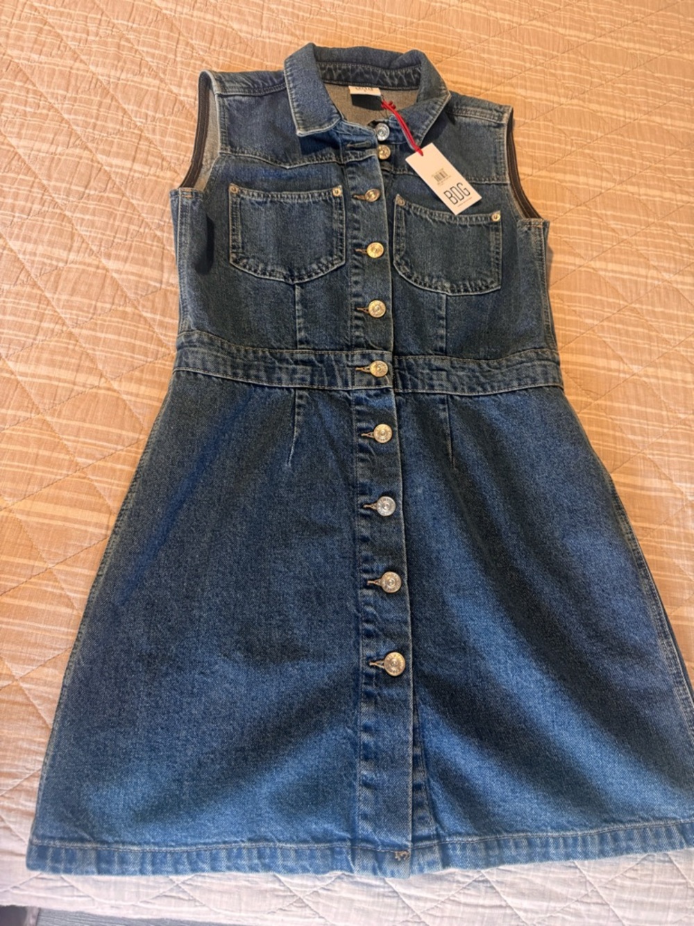 BDG Dark Blue Denim Button-Front Mini Dress